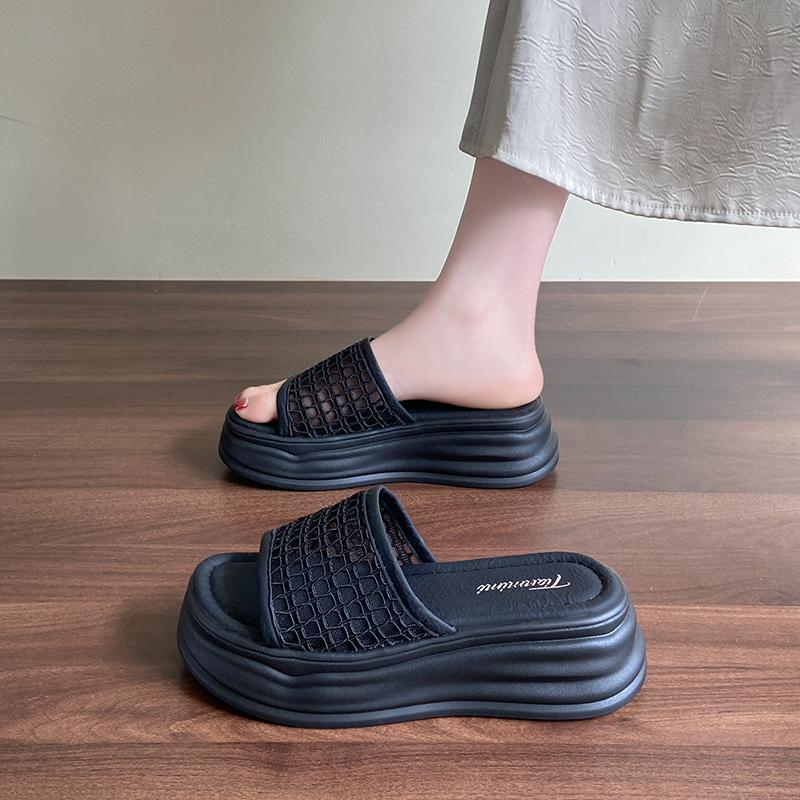 

Fashion CRLAYDK Fashion Sandals for Women Mesh Slip On Slides Ladies Casual Open Toe Footwear Summer Platform Walking Beach Slippers 40