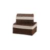 Woven Rattan Storage Basket with Lid - Snack, Sundries & Key Organizer