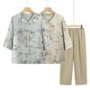 Stylish Chinese-Style Summer Suit: Women's Short-Sleeve Shirt for Middle-Aged & Elderly