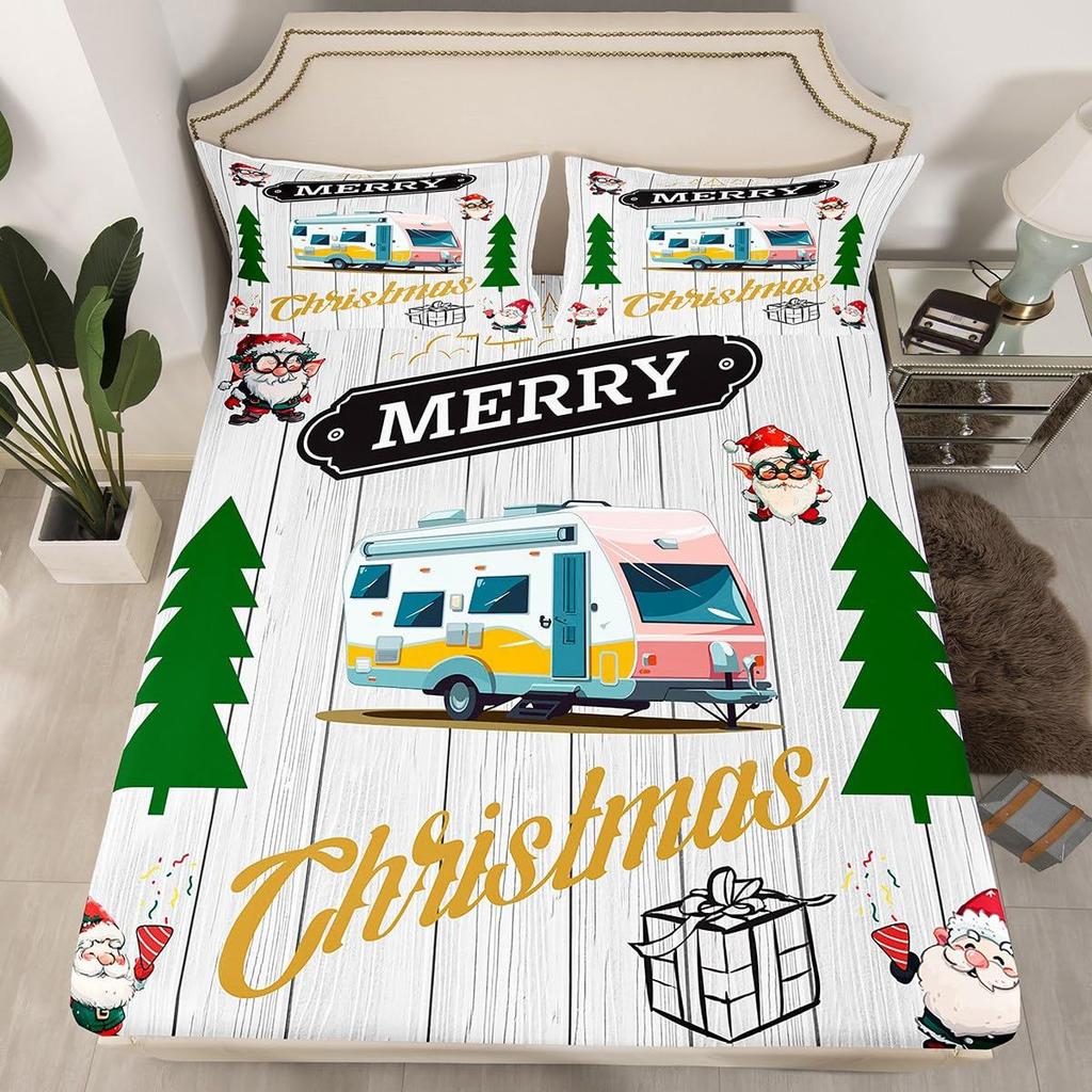 Christmas-Themed Pattern Mattress Three-Piece Digital Printing Mattress Bedding Set Adult Children