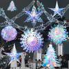 Iridescent Shiny Rainbow Honeycomb Snowflake Xmas Tree Star Fan Curtains For Birthday Party Wedding Christmas Decor