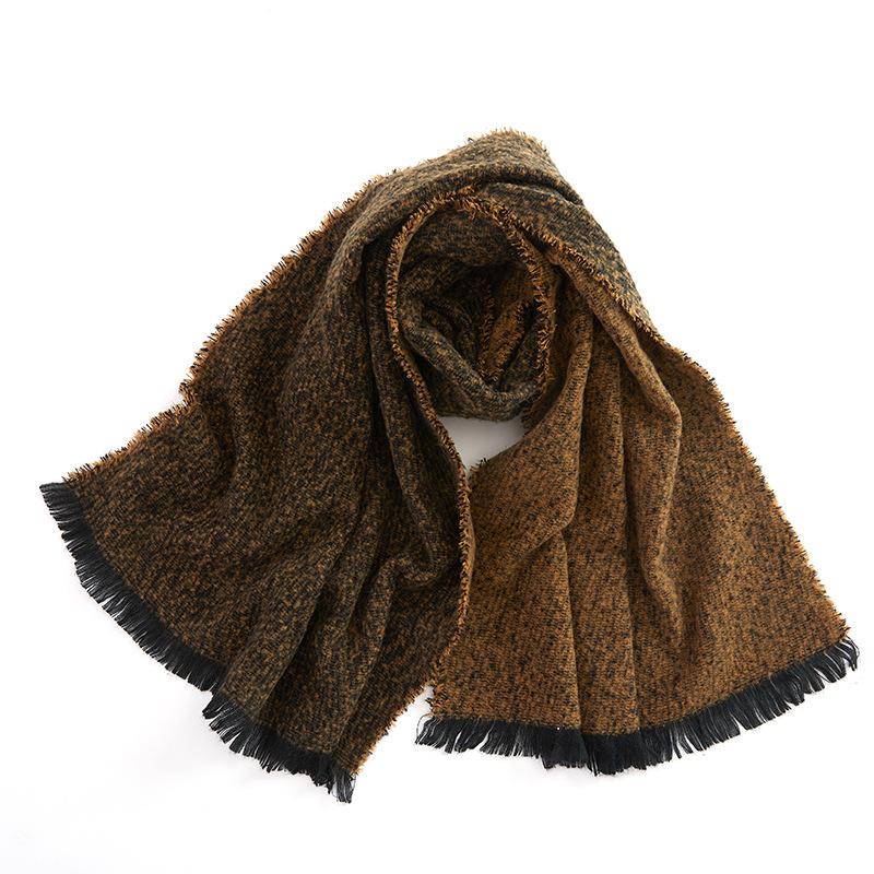 

New imitation cashmere thickened circle yarn men s and women s scarves, versatile autumn and winter monochrome shawl women чёрный