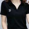 Dámské polo tričko s krátkým rukávem, nové letní výstřih do V, pletené svetry s písmeny, dámské oblečení, plus size, dámské topy
