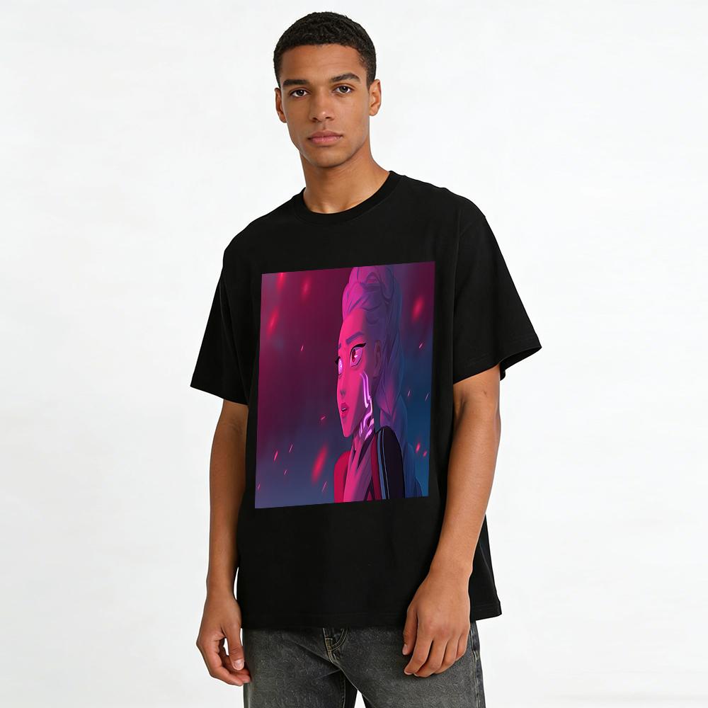 Arcane Vi Cyberpunk Style Printed T-Shirt Unisex Loose Casual Anime Peripheral Top Pure cotton T-shirt