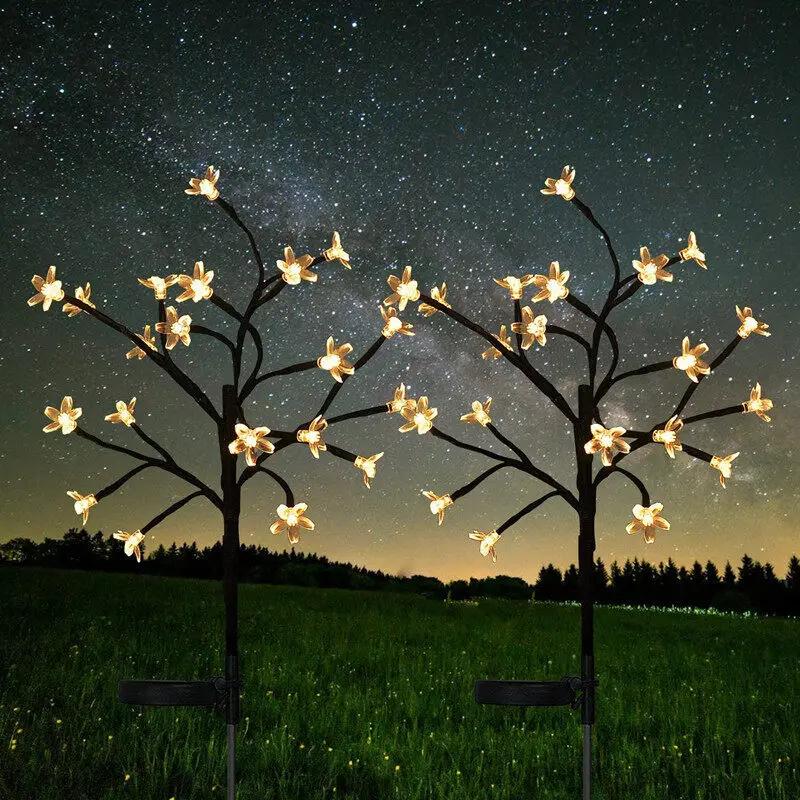 1~4 Pcs LEDs Solar Flower Light Outdoor for Garden Decoration RGB Fairy Light Solar Powered Decor Lights for Landscape Backyard
