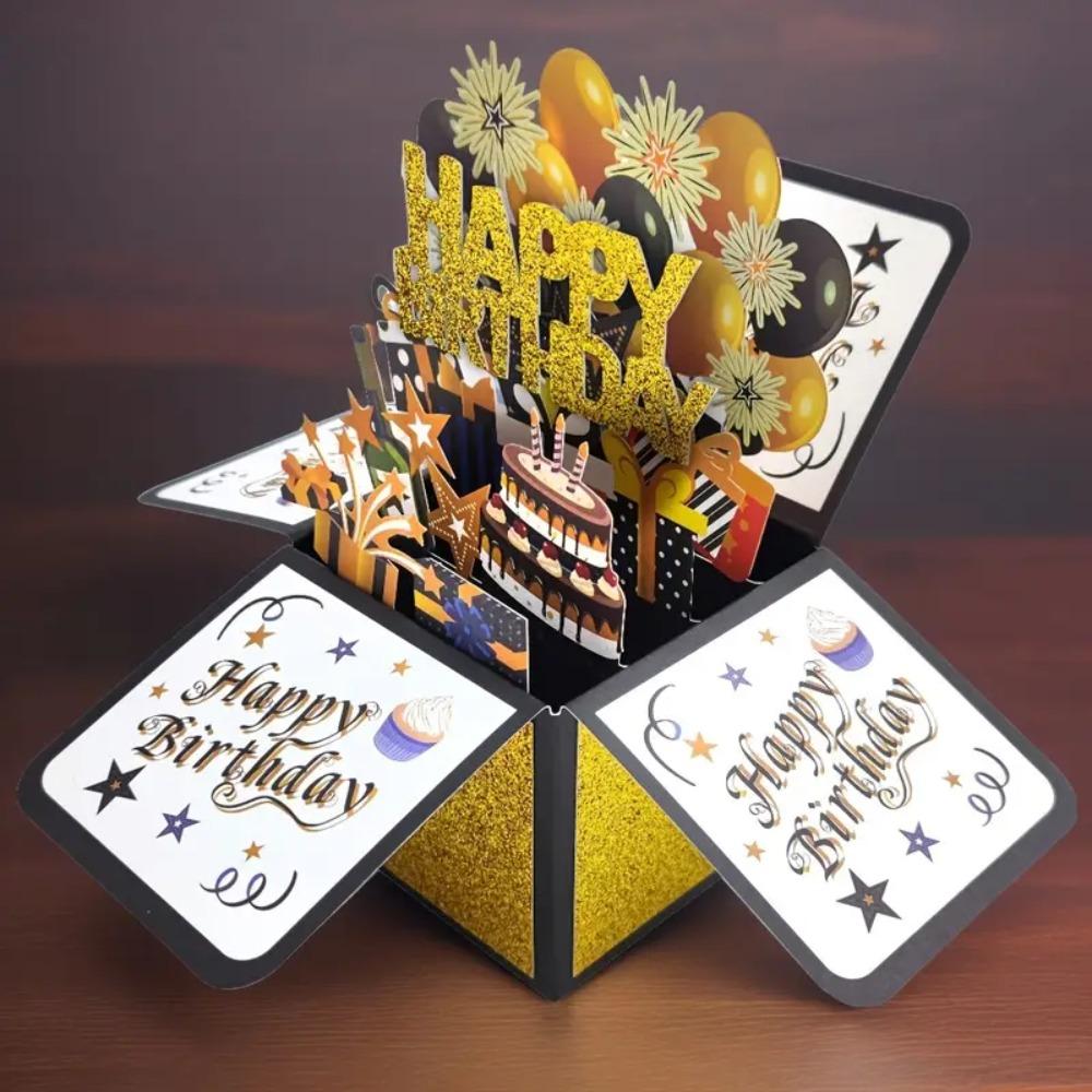 Handmade Happy Birthday Card Paper Birthday Gift Card 3D Pop Up Birthday Greeting Card Business