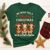 Mooey Kerstvakantie T-shirts Mokken Printbare Kunst Lief Patroon van Drie Koeien Cartoons Korte Mouw Esthetische Streetwear T-shirts