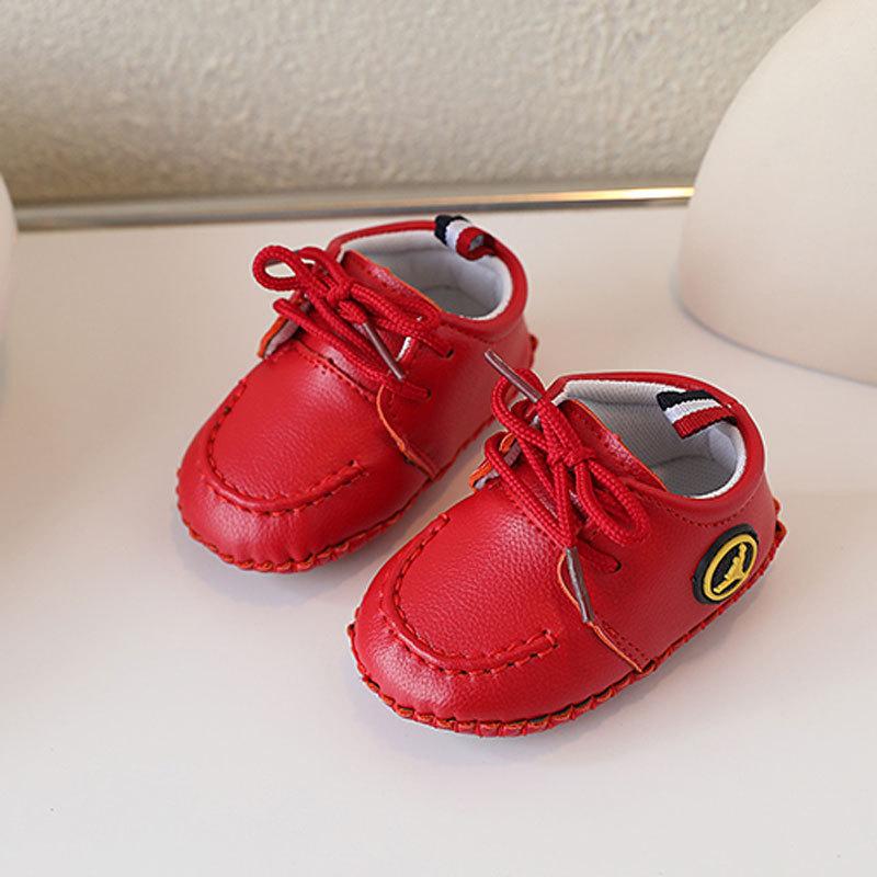 Boys and Girls Toddler Shoes Children Soft-soled Baby Shoes Spring and Autumn 0-1 Years Old Small Leather Shoes Lace-up Single