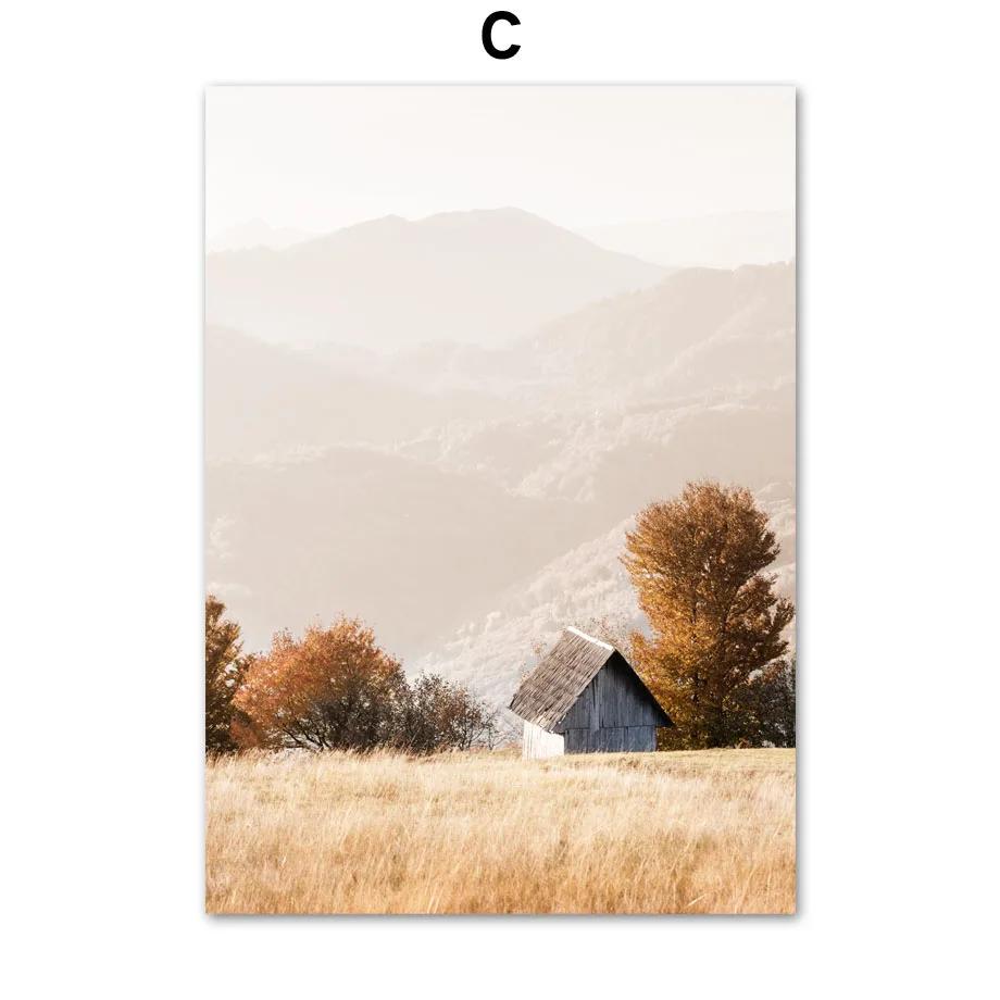Vintage Autumn Landscape Fall Plant Posters Canvas Painting Warm Tone Print Nature Wall Art Pictures Living Room Interior Decor