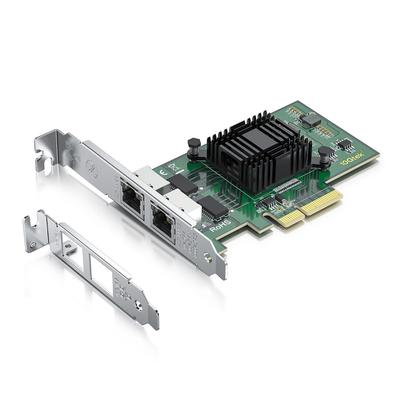 10Gtek Gigabit LAN Intel I350AM2 Oryginalna Karta Sieciowa Ethernet PCI Express Podwójny RJ45 PCIE Intel do PC Serwera 10/100/1000Mbps, (Żeton) Zamontowany,