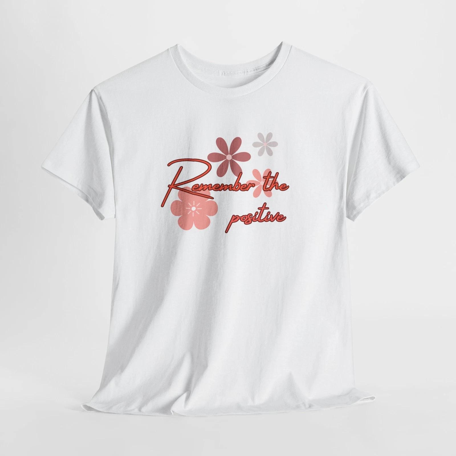 Floral Positive Vibes Tee, Unisex Heavy Cotton Tee, Motivational Shirt, [...] L