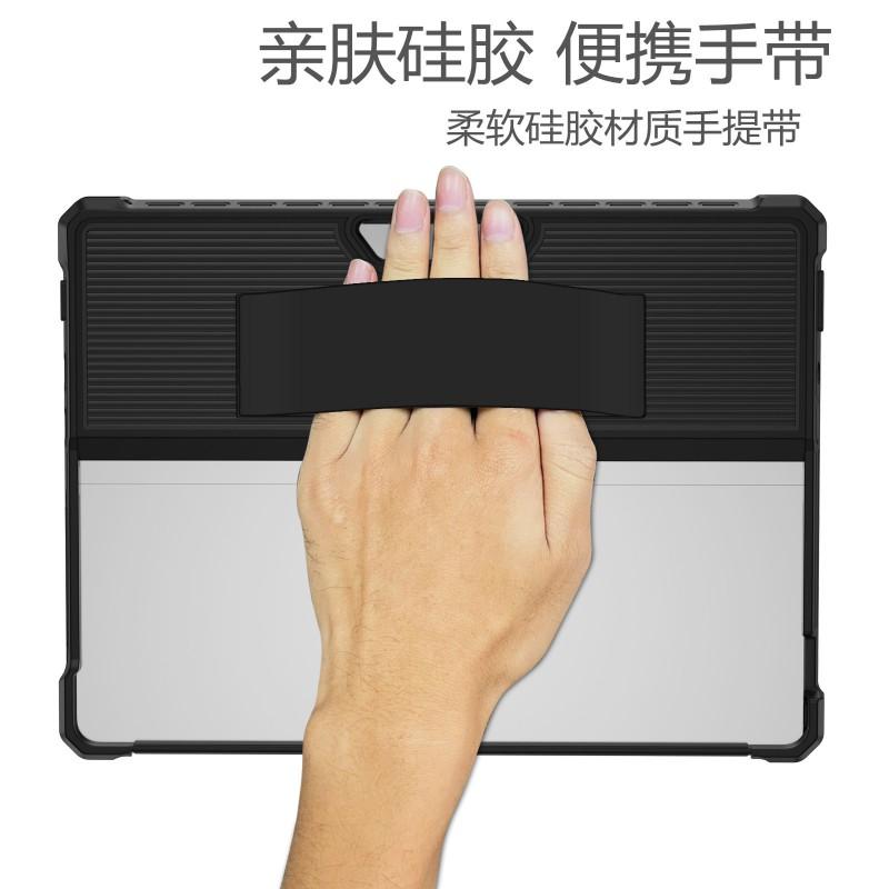 Shockproof PC Case With Built-in Stand Surface Pro 8 9 10 11 Tablet Black Striped Design Portable Slim