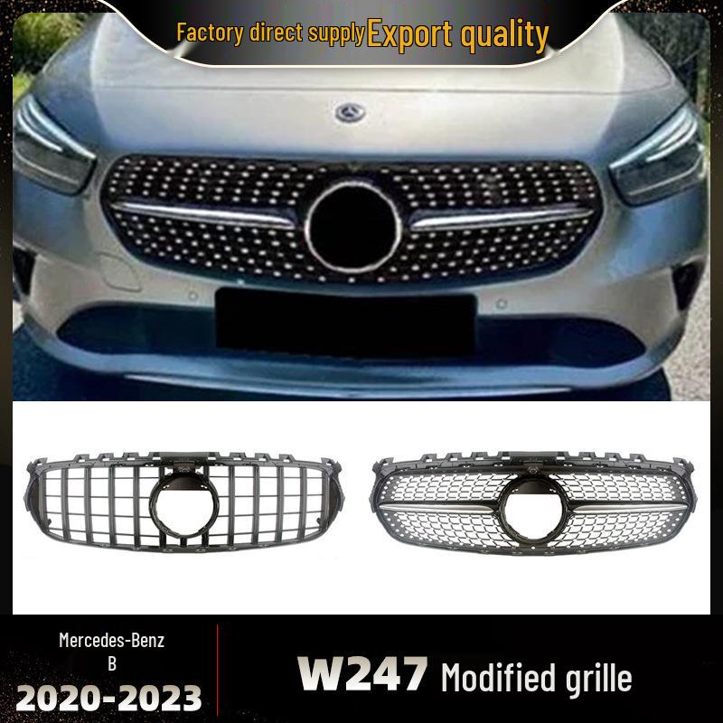 Compatible with 20-23 Mercedes B W247 Front Bumper Air Intake Grille - Full Star GT ABS Replacement