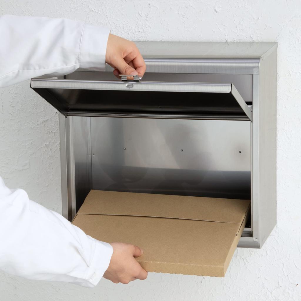 GREEN LIFE PH-60 Large Stainless Steel Mailbox, Perfect for Receiving Newspapers During Holidays, Dimensions: 20.7cm Deep X 35.0cm High X 37.0cm Wide