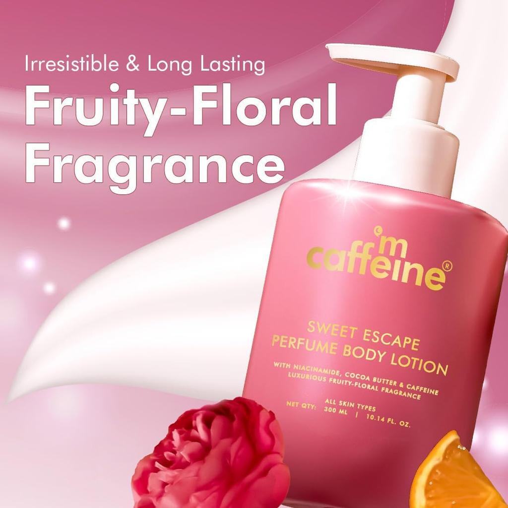 mCaffeine Guava Tini Bagnoschiuma 300ml E Sweet Escape Lozione Corpo 300ml Duo Per Pelle Liscia Luminosa Set Idratante Profumato per il Corpo