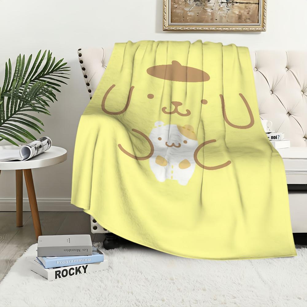 P-PomPom Purin Niedliche Cartoon-Decke für Weiche Überwurfdecke für Picknick Bett Sofa Zuhause Schlafzimmer Gemütlich Warm Bequem