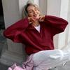 Autumn Winter New Women Casual Outerwear Top French Minimalist Loose Fit Fashion Sports Sweatshirt Solid Color