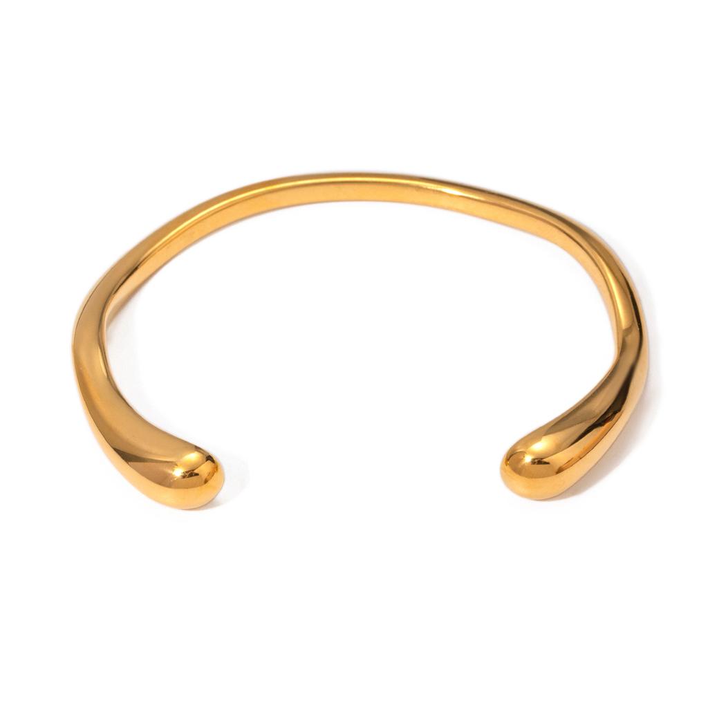 Yori Wasserdicht 316L Edelstahl Metall Geometrisch Offener Manschettenarmreif Armreif Statement Goldfarbe Textur Vintage Schmuck