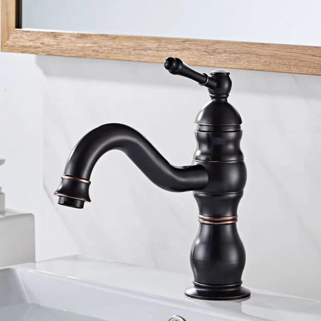 Antique Brass Bathroom Basin Faucet Sink Single Hole Faucet Cold and Hot Water Tap High Quality and Durable Faucet