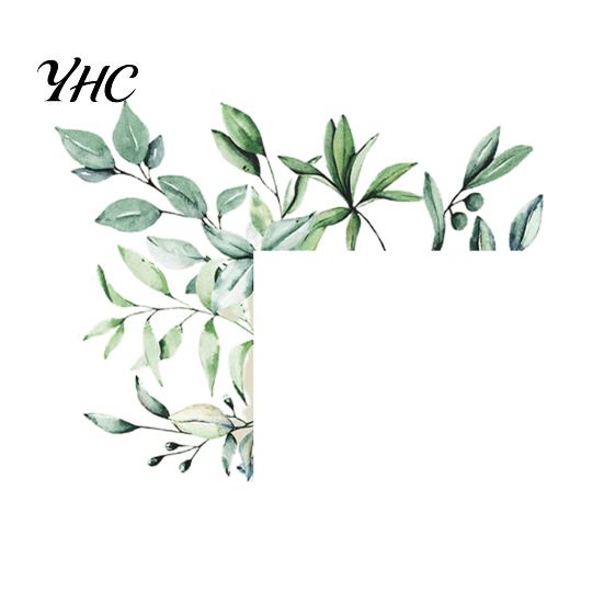 Wall Ornament Mural Ornamental Removable Colorful Green Paper Plant Switch Sticker for Restaurant Decal