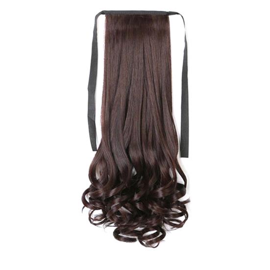 

Длинная прямая вьющаяся лента 38/48/58 см, хвостик, заколка для наращивания волос Curly-38cm темно-коричневого