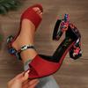 Women's Sandals High Heels Shoes Chunky Heels Fashion Ladies Ankle Straps Casual Beach Shoes Large Size