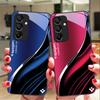Tiefblaues Mode-Handycase aus gehärtetem Glas für Samsung Galaxy A15 5G 54 4G 51 50 24 35 90 71 12 51 53 52S 80 22 34 Schwarz