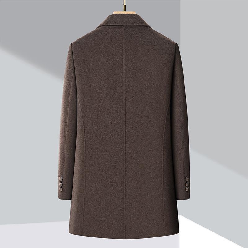 Winter double-sided woolen coat for middle-aged men with lapel business casual coat high-end warm down jacket dad wear