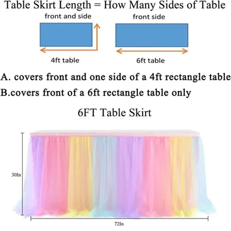 6FT 9FT Birthday Party Table Skirt Decor Hotel Wedding Banquet Tablecloth Solid color Table cover Xmas Christmas Decorations