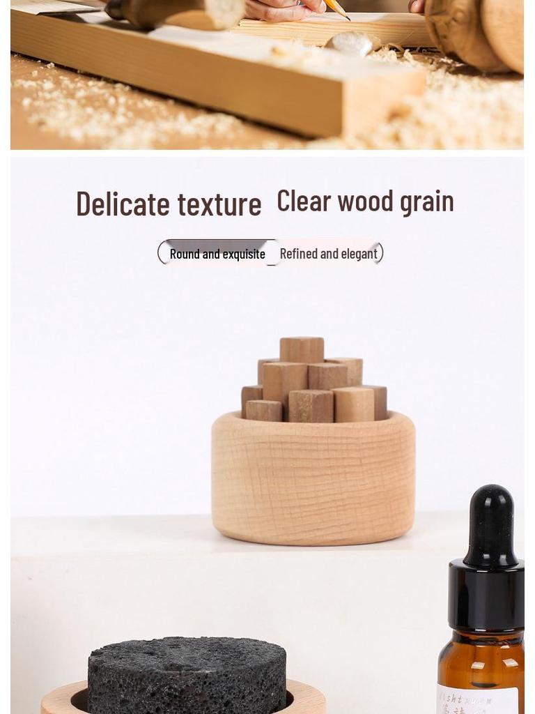 Solid Wood Volcanic Rock Essential Oil and Incense Diffuser with Perfume Flower Stand