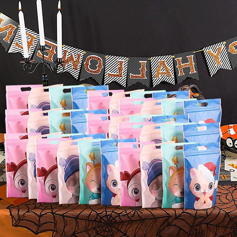 Candy Bags Sealable 50 Pieces Zip Treat Bags Stand Up Pouch Bags Self-Sealing Candy Goodie Bags Food Packaging Bags for Home