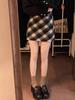 2024 Korean Style Women's High Waist Plaid Wool Midi Skirt - Plus Size, Slimming A-Line, Autumn/Winter Collection.