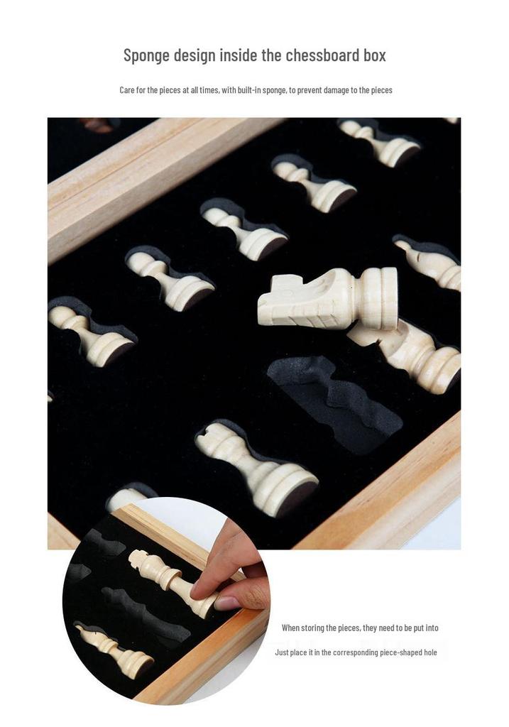 Children's Wooden Chess Board Game - Educational and Early Learning Toy for All Ages
