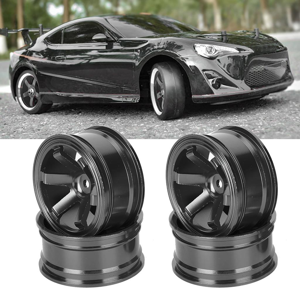 Aluminum Alloy Wheel Hub Rims Spare Parts Accessories Fits for 1 10 RC Flat Running Drift Car5 Spoke Black