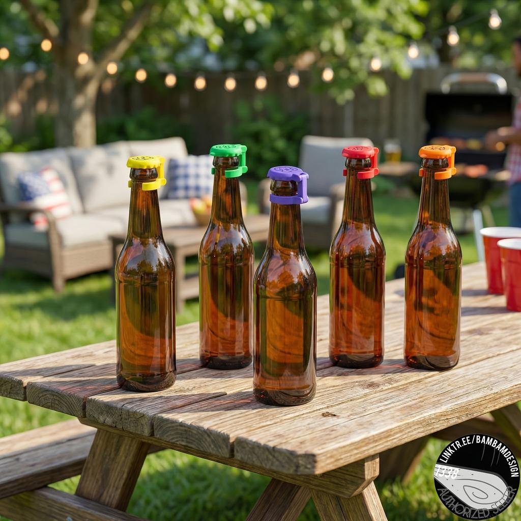 6pcs Multi-Purpose Bottle Neck Marker Set - Reusable Wine Bottle Markers, Ideal for Party Organizers, Bars, Home Gatherings,