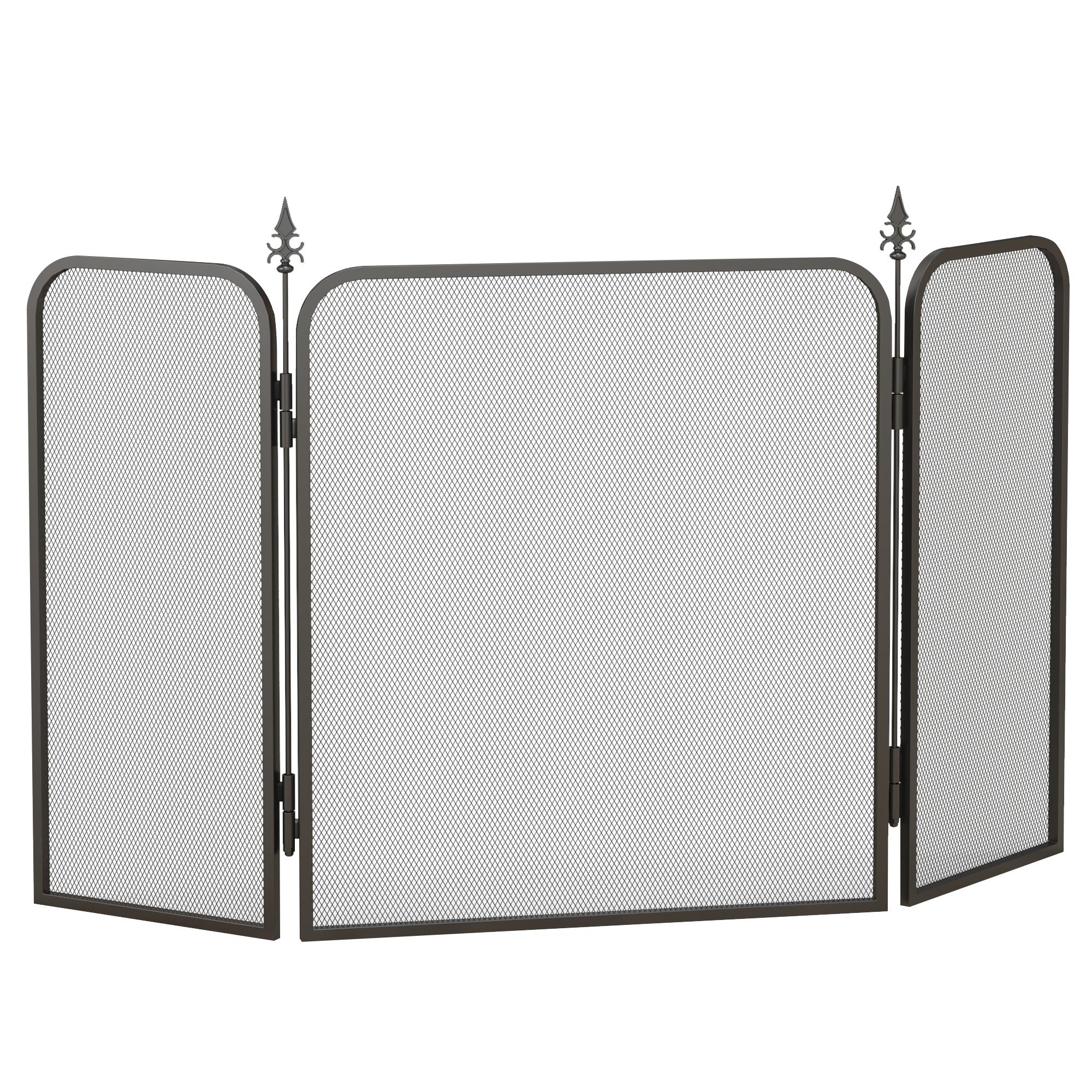 Protection contre les étincelles Pour Cheminées Pliable Métal 96 X 1.3 X 56 Cm Noir