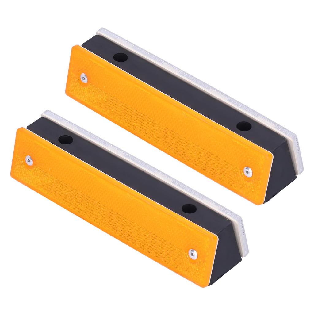 2PCS Rectangle Reflective Sign Road Stud Marker for Highway Traffic Warning Facilities(YellowWhite )
