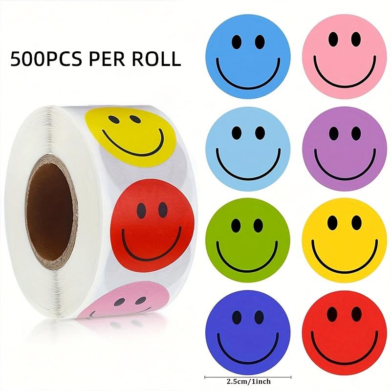 

500pcs Happy Smile Face Decal Sticker 3 Rolls Motivational Stickers for Teachers Colorful Behavior Chart Stickers for Student