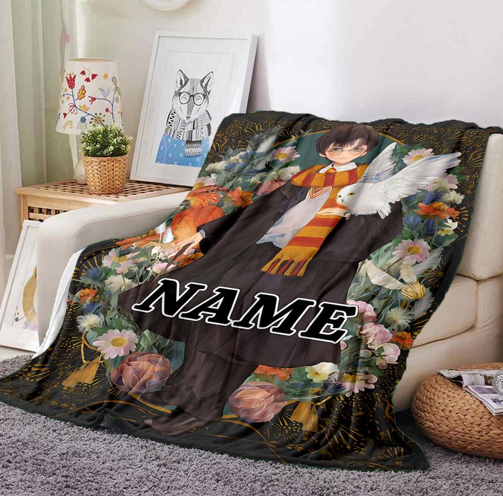 Custom Name Harry Potter Flannel Blanket Throw Blanket Soft Warm Sofa Bed home Decor Unique Gift