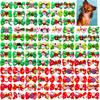 10/20 Pcs Christmas Pet Dog Bow Decoration Cat And Dog Hair Red And Green Bow Rubber Band Pet Grooming Head Flower Accessories