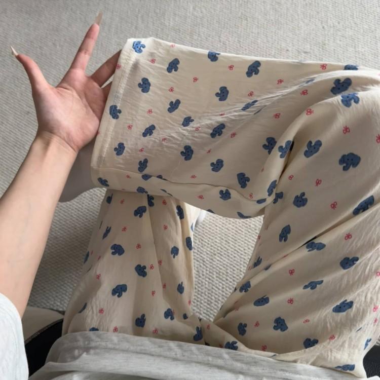 2026 New Style Lounge Pants for Women Loose Fit Wide Leg Casual Pajama Pants for Outdoor, Campus, Home