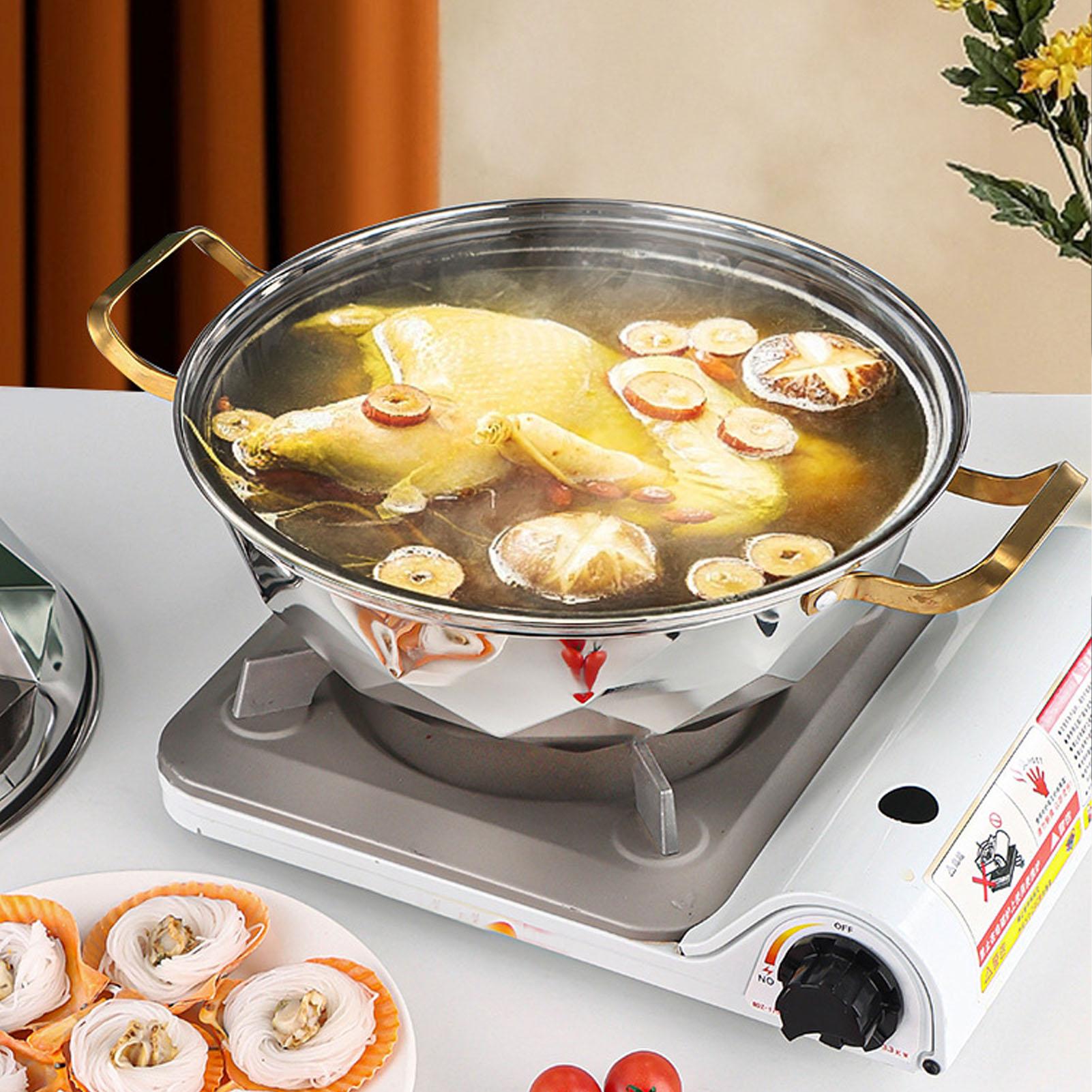 2 Tier Steam Pot 201 Stainless Steel Multipurpose Stock Pot Cookware with Lid Handle for Kitchen
