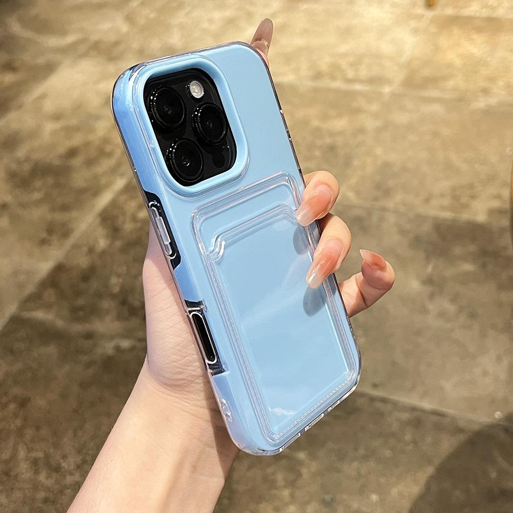 Luxury Jelly Wallet Transparent Bumper Case For iPhone 17 Air 16 15 14 13 12 11 Pro Max Candy Soft+Hard Card Slot Phone Cover
