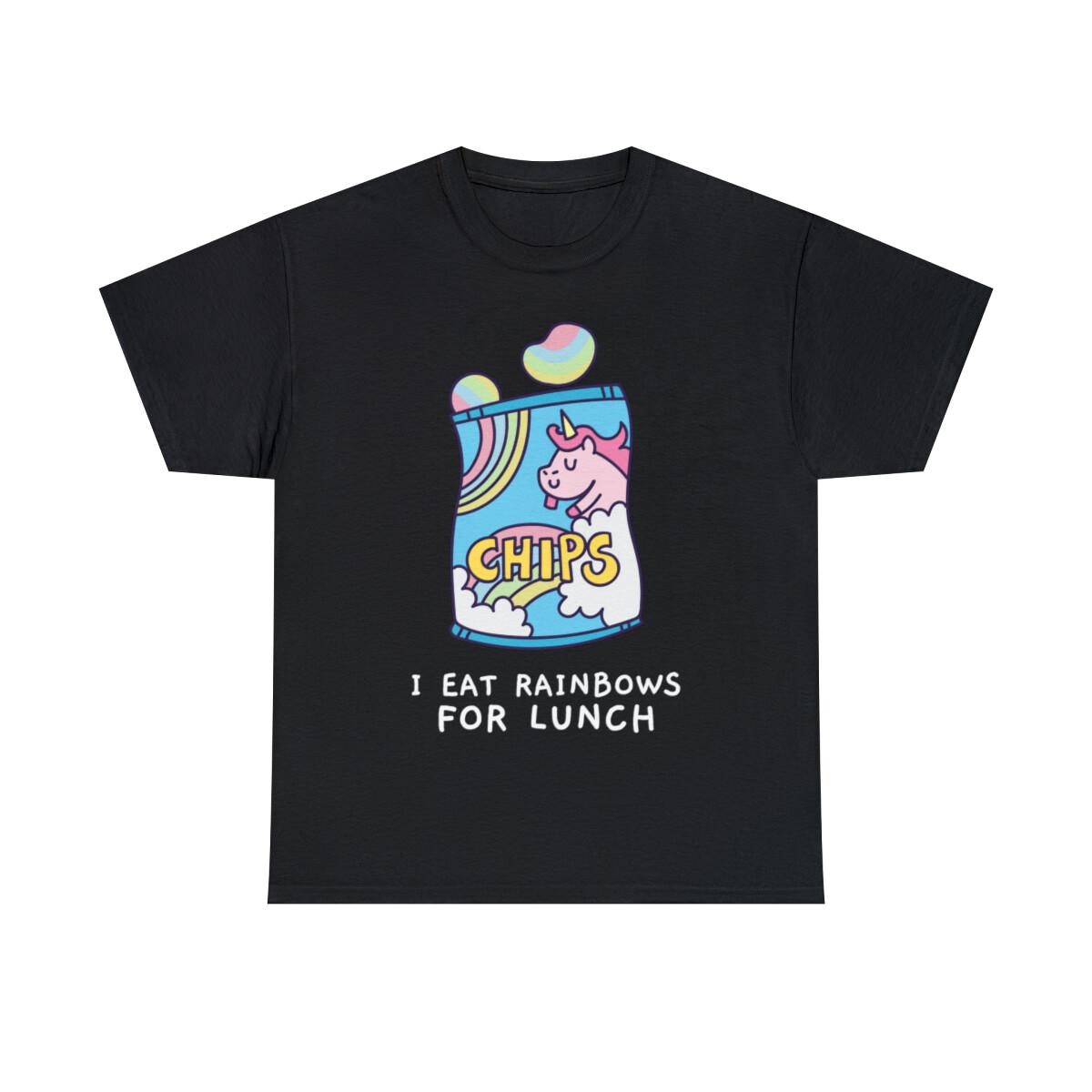 I Eat Rainbows For Lunch Unicorn Chips Graphic Tee Shirt, S-5XL XXL