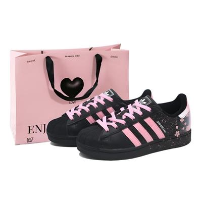 Originals Superstar 2 Dämpfung Low-Top Skateboard-Schuhe Unisex Schwarz Rosa JH9977(Team205-)