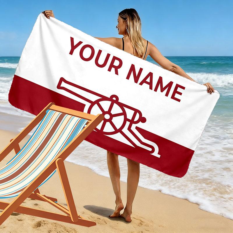 Custom Name,Arsenal Print Beach Towel, Large Soft Quick Dry Towel for Beach Camping Swimming