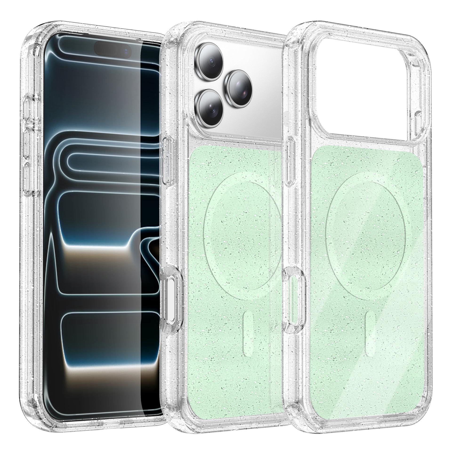 

For IP17 Thick Glitter Contrast Color Phone Case IP15PROMAX Anti-Scratch Magnetic for Apple 14 Protective Case For iPhone16 Pro Max