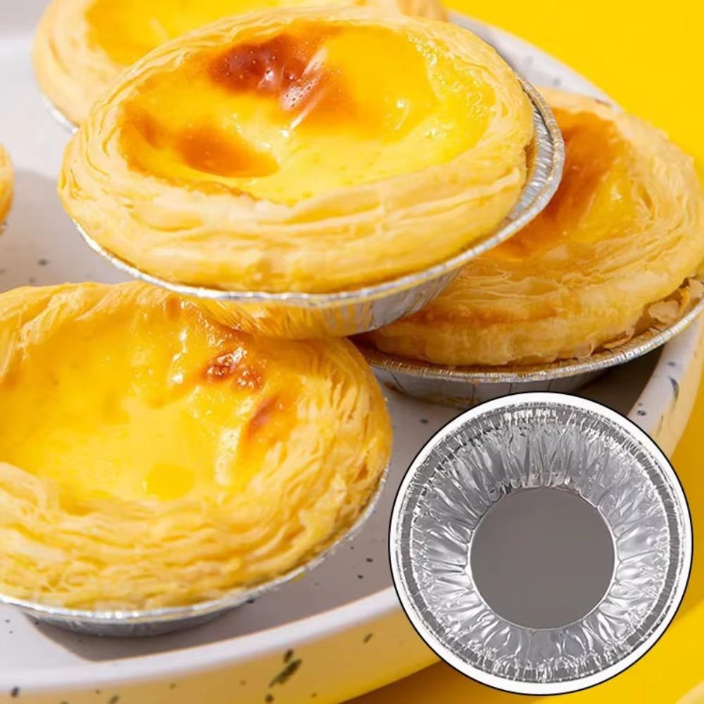 100Pcs Disposable Egg Tart Mould Aluminum Foil Cupcake Tin Mold Shell Tart Pan  for Pie