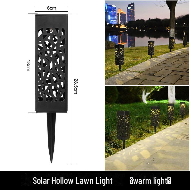 Solar Hollow Pattern LED Garden Pathway Lights with Light Control