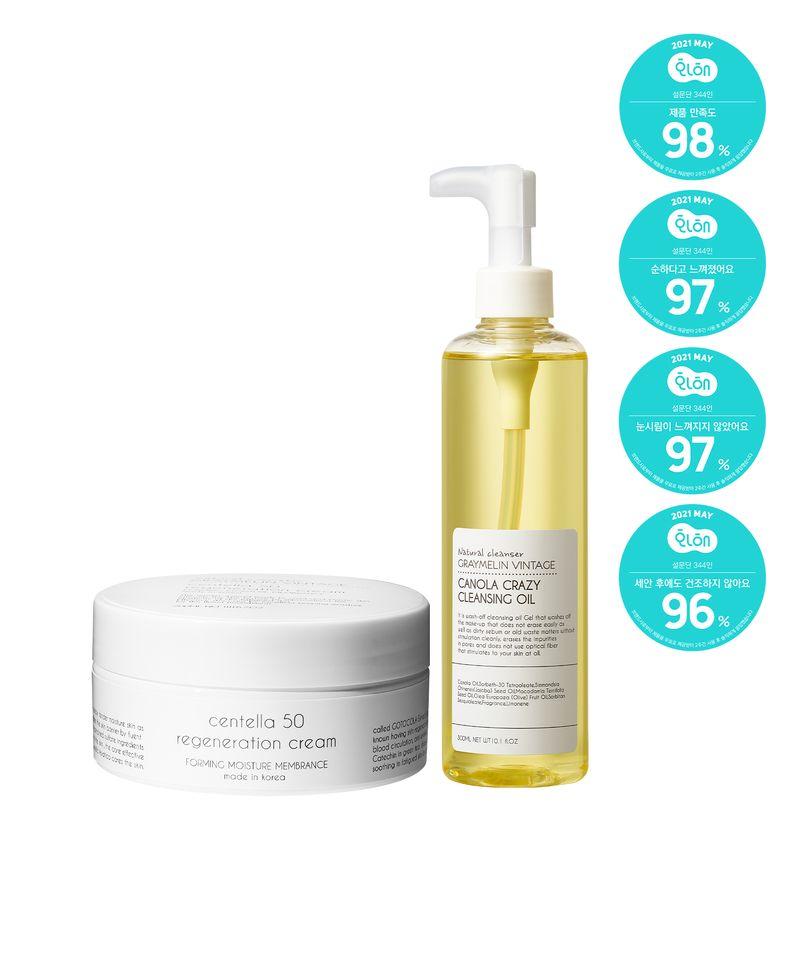 [SET] Hypoallergenic Intensive Care Set (Canola Crazy Cleansing Oil 300ml + Centella Regeneration Cream 200g)